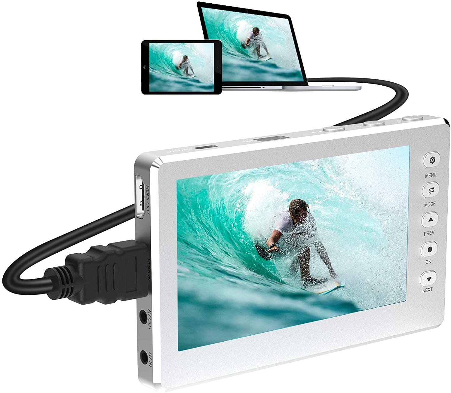 HD Video Capture Box 1080P 60FPS USB 2.0 with 5" OLED Screen Silver