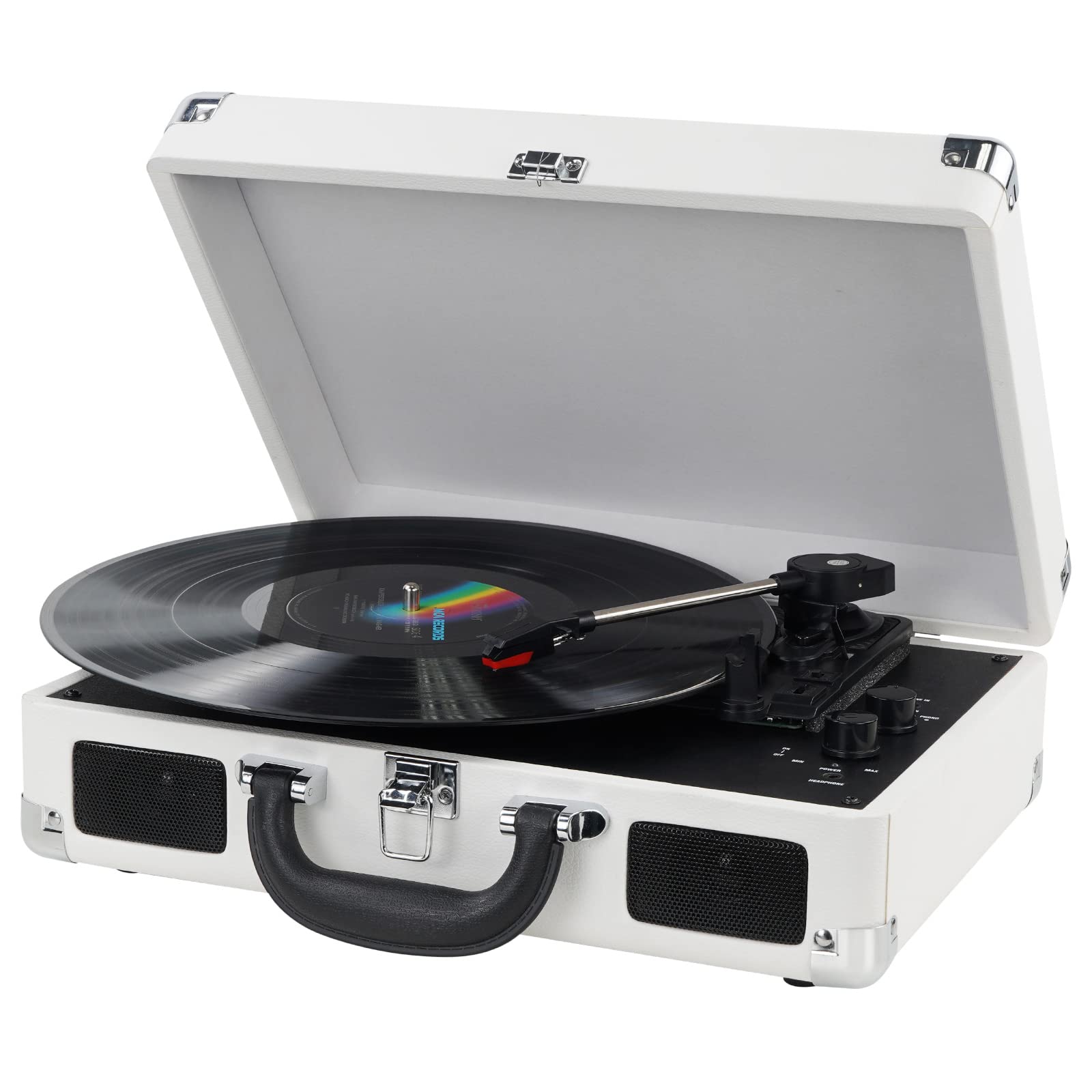 Portable turntable deals with speakers