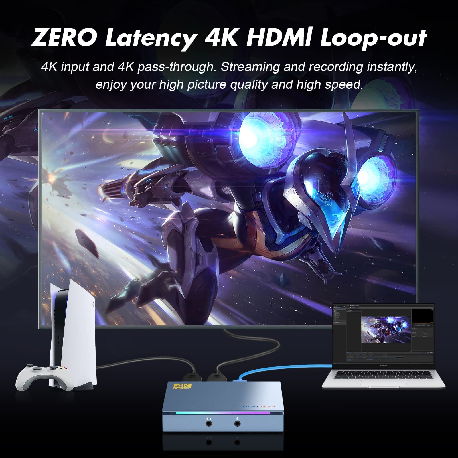 4K Video Capture Card USB 3.0 HDMI Live Gamer, 4K60 Zero-Lag